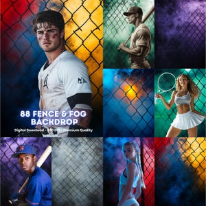 88 Fence and Fog Sport Backdrops | Baseball, Soccer, Football, Basketball, Volleyball, Tennis Digital Texture for All Sports