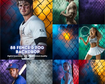 Fence & Fog Sport Backdrops: Baseball, Soccer, and More (Digital Download)