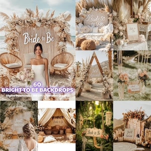 Bride To Be Backdrop Sign Set: 60 Elegant Designs (Digital Download)