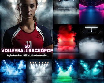 50 Volleyball Digital Backdrops: Sports Photography Backgrounds (Digital Download)