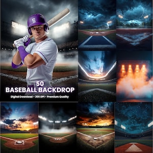 50 Sfondi Baseball - Sfondi per campi da baseball e luci da stadio, Sfondi per softball con effetto fumo, ideali per eventi sportivi