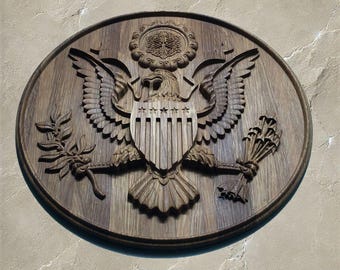 American Bald Eagle Wood Wall Art | Rustic Patriotic Decor | Eagle Wood Carving | Man Cave Decor | Cabin Wall Art | Veteran Gift