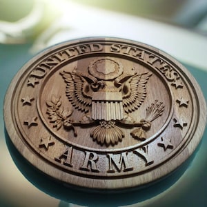 U.S. Army Wall Wood Carved Plaque, U.S. Army Wall Art