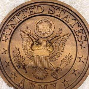 U.S. Army Wooden Plaque | Department of the Army Seal | Army Veteran Gift | Soldier Retirement Gift | This We'll Defend Wall Art image 3