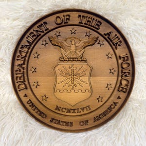 Department of the Air Force Seal Wooden Plaque | USAF Eagle Emblem | Air Force Veteran Gift | Airman Retirement Gift | Wall Art