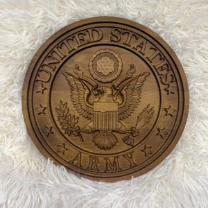 Handskuren träplakett från den amerikanska armén: Militär gåva