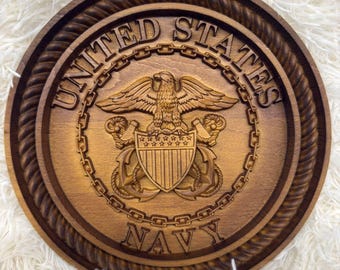 ヴィンテージ US Navy エンブレム 木製 盾 手彫り 英国製 Naval Officer Crest 