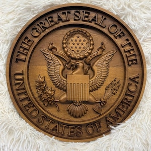 Great Seal of the United States Wooden Plaque | USA Eagle Emblem | Patriotic Wall Decor | Veteran Gift
