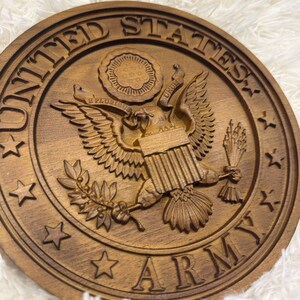 U.S. Army Wooden Plaque | Department of the Army Seal | Army Veteran Gift | Soldier Retirement Gift | This We'll Defend Wall Art image 2