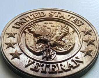 Placa tallada de veterano de los Estados Unidos: decoración de pared con águila militar