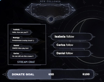 Widgets de transmissão animados de Sol e Lua: Twitch, YouTube, Facebook