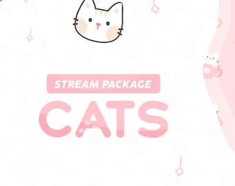 Pacote de Transmissão de Gatos | Sobreposições e Alertas Animados para Twitch (PDF)