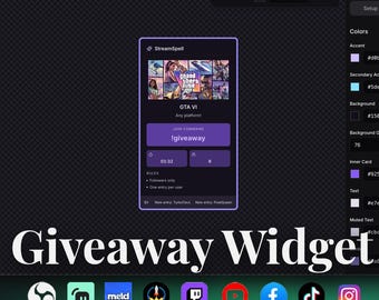 Giveaway Widget for OBS Studio, StreamElements, Streamlabs. Made for Twitch, YouTube, Instagram, TikTok.
