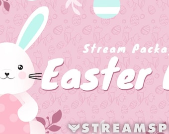 Sobreposições animadas de ovos de Páscoa rosa e azul para transmissões na Twitch