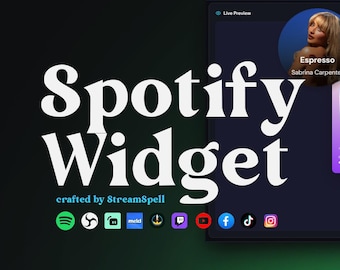 Widget StreamSpell para Spotify compatível com OBS Studio, StreamElements, Streamlabs, Twitch e muito mais.