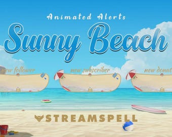 Sunny Beach Animated Stream Alerts: Twitch, YouTube, Facebook Gaming