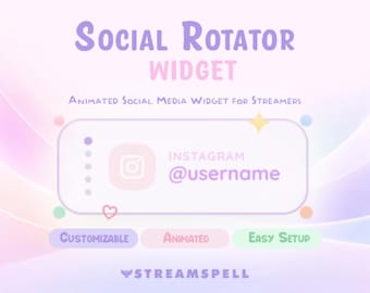 Widget rotativo animado para redes sociais – Sobreposição personalizável para OBS