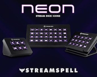 400 Neon Stream Deck Icons: Purple and Black Animated Icon Pack