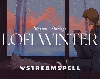 Lofi Winter Stream Package by StreamSpell | Cute & Cozy Twitch Overlays, Animated Alerts | Snowy Stinger Transition | Customizable Overlays