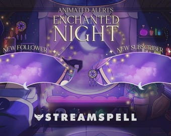 Animated Witchcraft Stream Alerts: Purple, Magical Twitch Alerts with Sound