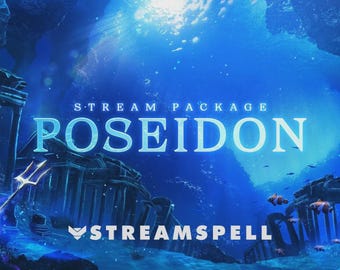 Poseidon Animated Stream Package: Twitch Overlays, Alerts, Transition