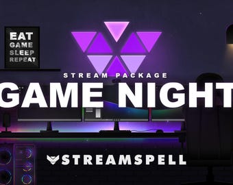 Forfait Game Night Stream Overlay : alertes Twitch animées, salle de jeux RVB