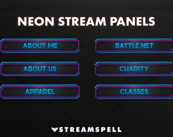 Panneaux néon flux | Superpositions de flux Twitch | Streamlabs, OBS Studio, StreamElements et plus encore !