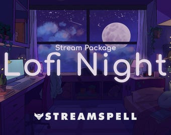 Lofi Night Animated Twitch Stream Package: Cozy Bedroom
