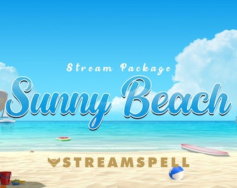 Animated Beach Stream Package: Summer Twitch Overlay, Alerts & Transition