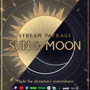 Pacote de sobreposição de sol e lua animados Twitch