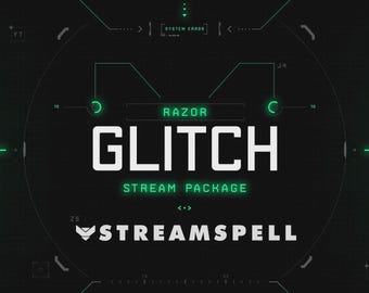 Animated Glitch Stream Package: Sci-Fi Overlays, Alerts, Transitions