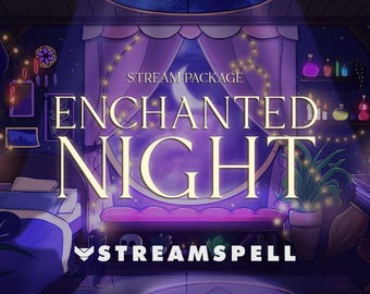 Pacote de transmissão animada da Noite Encantada: sobreposições do Twitch de bruxaria (PDF)