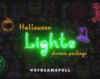 Halloween Neon Stream Package: Animated Overlays, Alerts, Transition