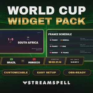World Cup Stream Widgets: Live Score, Schedule, Broadcast Bar (OBS Ready)