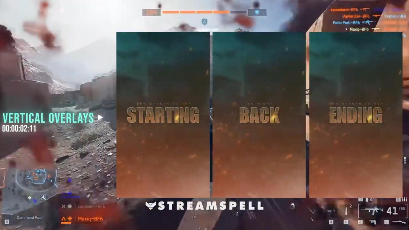 Fps Stream Layout BF6 HUD Stream Overlay Package: Tactical FPS Stream (OBS, Streamlabs ...