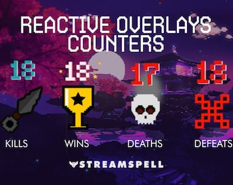 Sobreposições reativas Pixel Japan | Contadores de mortes, vitórias e eliminações em pixel art | Rastreadores de vida e escudo