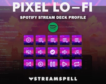 Pixel Lofi Spotify Profile for Stream Deck MK2, Mini, XL, +, +XL and Galleon 100 SD