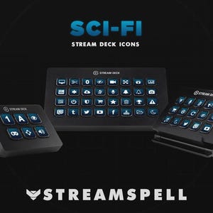 400 Animated Sci-Fi Stream Deck Icons | Futuristic Glitch Icon Pack for Elgato Stream Deck XL, Mini, MK2 | OBS, Twitch, YouTube, Streamlabs