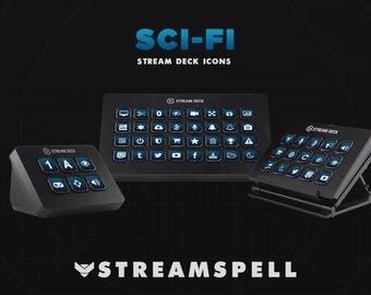 400 Animated Sci-Fi Stream Deck Icons: Glitch Tech Theme (PDF Instructions Included