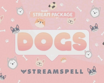 Cute Dogs Animated Stream Package | Stream Alerts, Transition, Panels, Screens for Twitch, YouTube, Facebook, Kick, Trovo | OBS & Streamlabs