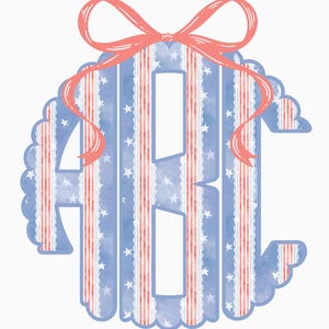 Patriotic Monogram PNG/Floral Monogram/Sublimation/Cricut/Digital Download
