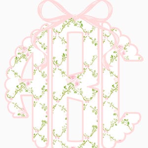 Grandmillennial Monogram PNG/Shabby Chic/Sublimation/Cricut/Digital Download