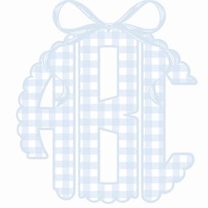Blue Gingham Monogram PNG/ Initial Alphabet PNG for Cricut/ Sublimation Design/Digital download/DTF