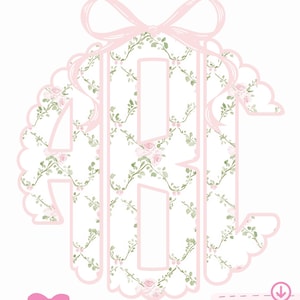 Floral Monogram PNG/Shabby Chic/Sublimation/Cricut/Digital Download