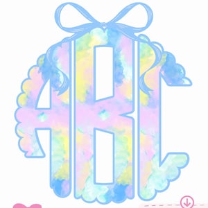 Tie-dye monogram, png/bloemenmonogram/sublimatie/cricut/digitale download
