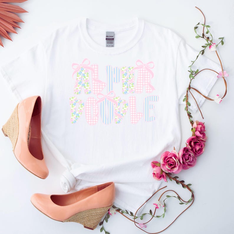 Grandmillennial Alphabet PNG Bundle, Coquette Gingham Letters (digital ...