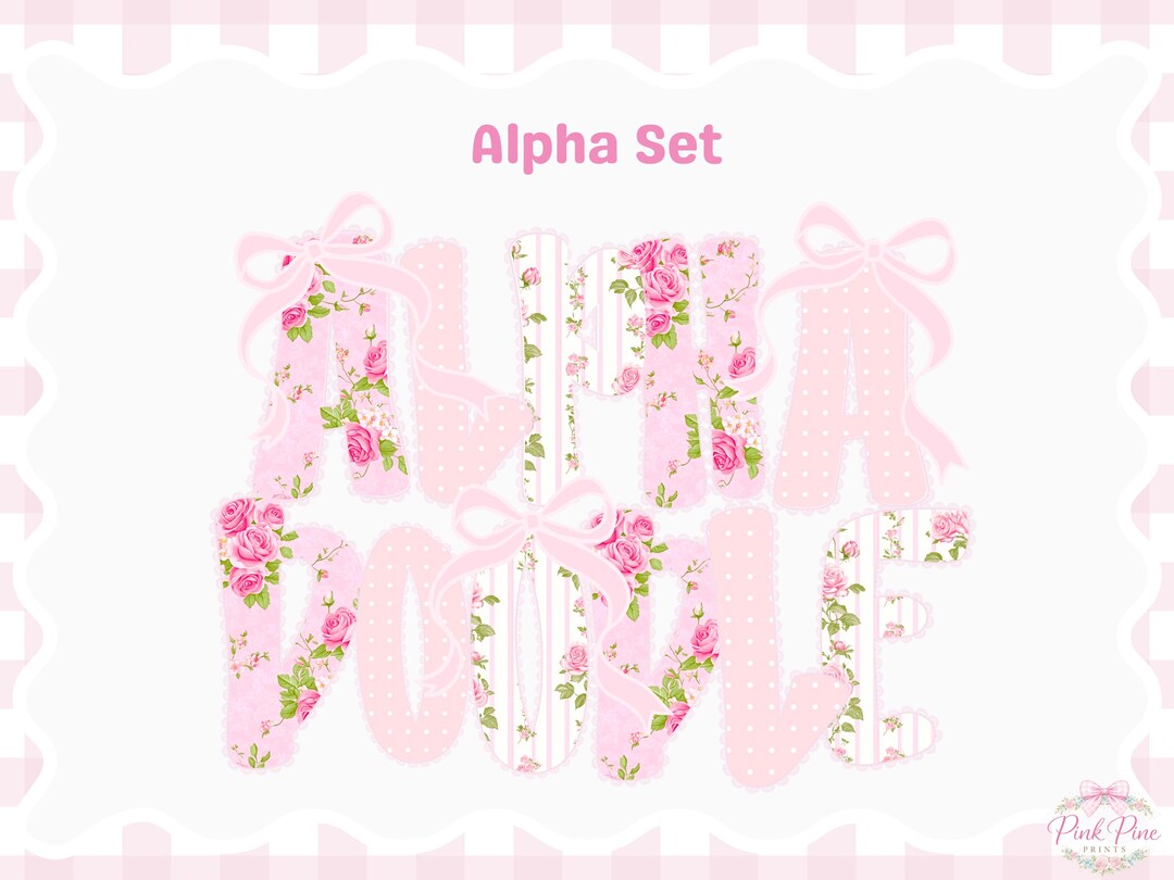 Alphabet PNG Bundle, Coquette Letters, Alpha Doodle Letters (digital ...