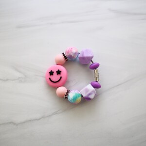 Purple Pink Smiley Face Stanley Cup Tumbler Charms - Tumbler Charm for Stanleys, Brumates, Hydroflasks - Drink Accessories for Little Girls