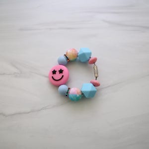 Pink Purple Smiley Face Stanley Cup Tumbler Charms - Tumbler Charm for Stanleys, Brumates, Hydroflasks - Drink Accessories for Little Girls