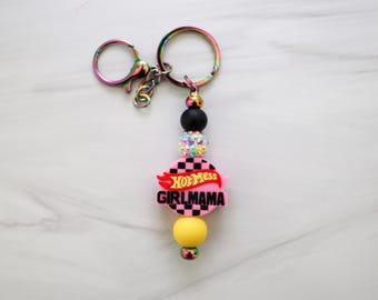Edgy Silicone Bead Keychain – Hot Wheels Mama Charm, Personalized Gift